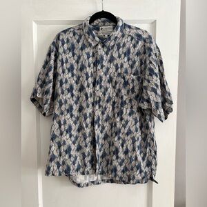 Columbia Sportswear Men's Blue Leaf Print Shirt Size Large